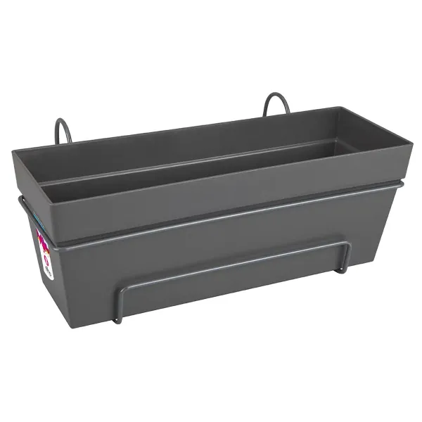 elho® Loft Urban Balkonkasten all-in-1 Anthrazit 50 cm mit Halter