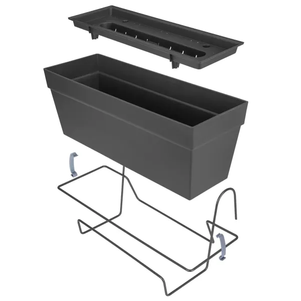 elho® Loft Urban Balkonkasten all-in-1 Anthrazit 50 cm mit Halter