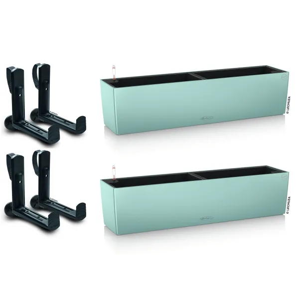 LECHUZA® Blumenkasten BALCONERA Color 80 Pastellgrün All-in-One x 2 + 4 Halter LECHUZA® Blumenkasten BALCONERA Color 80 Pastellgrün All-in-One x 2 + 4 Halter