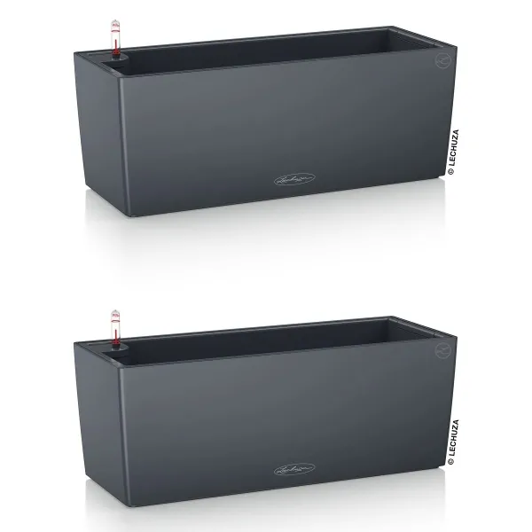 LECHUZA® Blumenkasten BALCONERA Color 50 Schiefergrau All-in-One x 2
