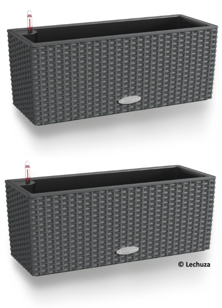 LECHUZA® Blumenkasten BALCONERA Cottage 50 Granit All-in-One x 2