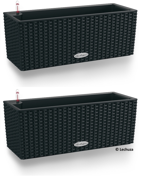 LECHUZA® Blumenkasten BALCONERA Cottage 50 Graphitschwarz All-in-One x 2