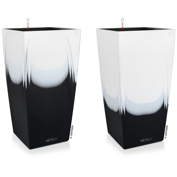 LECHUZA® Pflanzgefäße CUBICO Color 30 Cambio Black & White seidenmatt All-in-One x 2