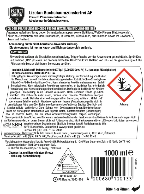 PROTECT GARDEN Lizetan® Buchsbaumzünslerfrei AF anwendungsfertig - 1 Liter x 2
