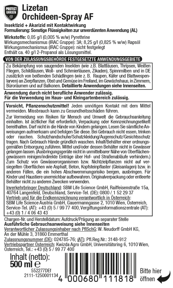 PROTECT GARDEN Lizetan® Orchideen-Spray AF anwendungsfertig - 500 ml x 2