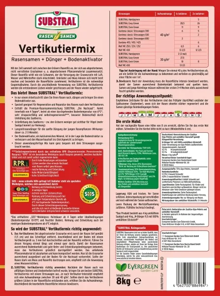 SUBSTRAL® Vertikutiermix Rasensamen Dünger Bodenaktivator für 266 m² - 8 kg x 2