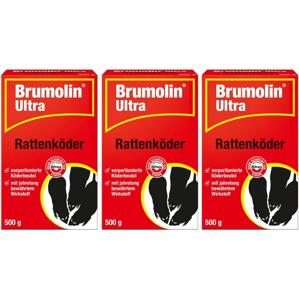 Brumolin® Ultra Rattenköder 500 g - 50 Köderbeutel x 3