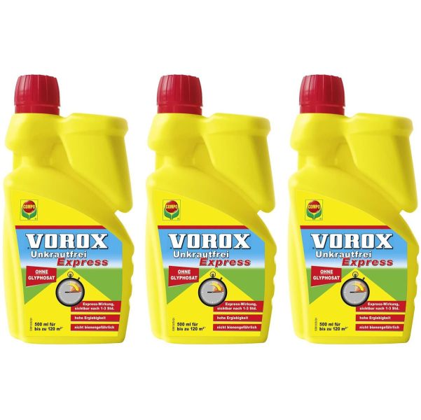 COMPO VOROX® Unkrautfrei Express Konzentrat für bis zu 120 m² - 500 ml x 3