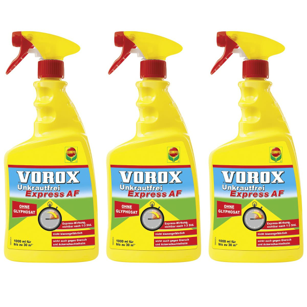 COMPO VOROX® Unkrautfrei Express AF anwendungsfertig für ca. 30 m² - 1 Liter x  3