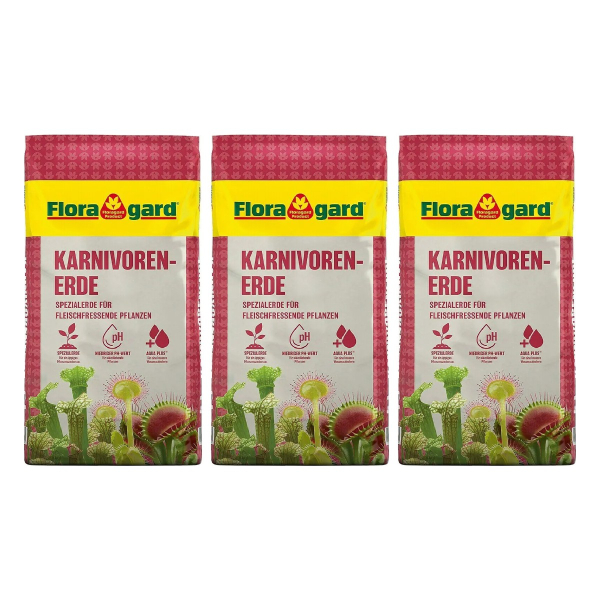 3 x Floragard® Karnivorenerde Spezialerde für fleischfressende Pflanzen - 5 Liter