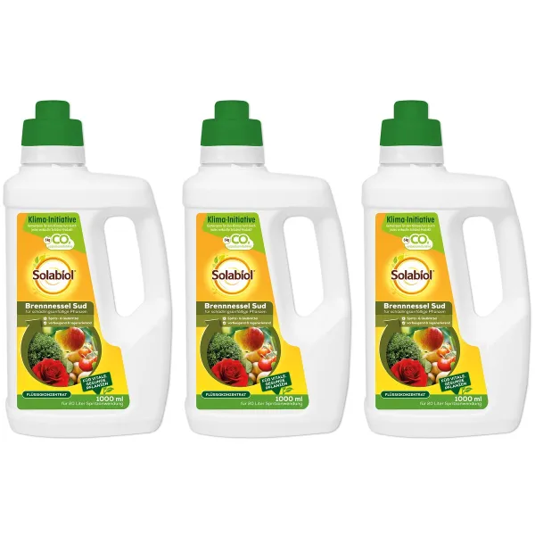 3 x Solabiol® Brennnessel Sud für schädlingsanfällige Pflanzen 1 Liter Konzentrat Artikel EAN 3664715000334 3 x Solabiol® Brennnessel Sud für schädlingsanfällige Pflanzen 1 Liter Konzentrat Artikel EAN 3664715000334
