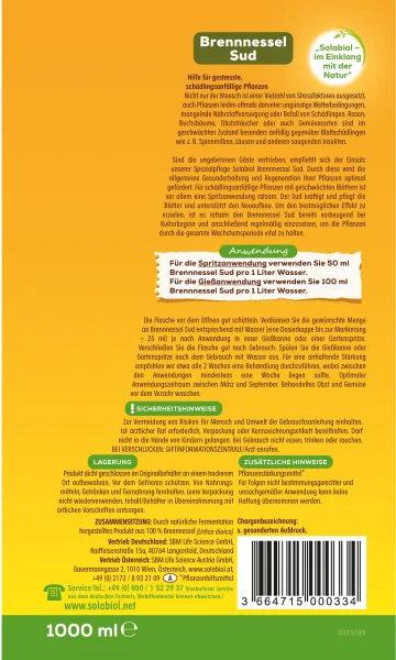 3 x Solabiol® Brennnessel Sud für schädlingsanfällige Pflanzen 1 Liter Konzentrat Artikel EAN 3664715000334