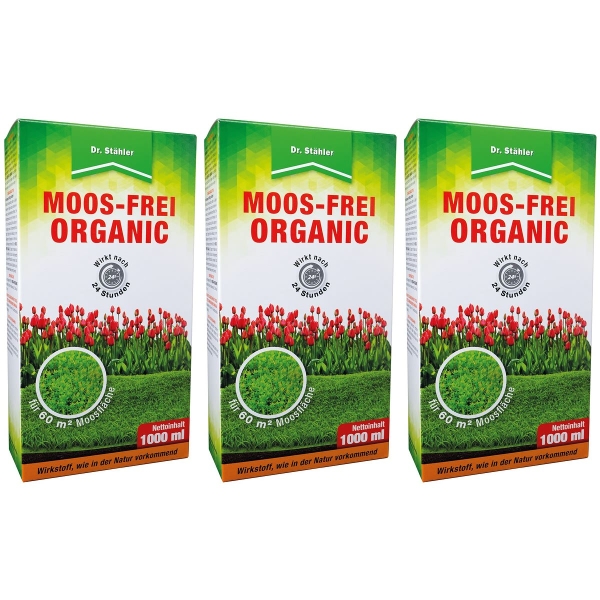 Dr. Stähler Moos-Frei Organic für ca. 60 m² - 1 Liter x 3