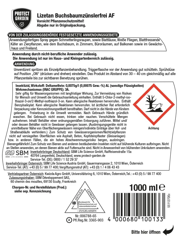 PROTECT GARDEN Lizetan® Buchsbaumzünslerfrei AF anwendungsfertig - 1 Liter x 3