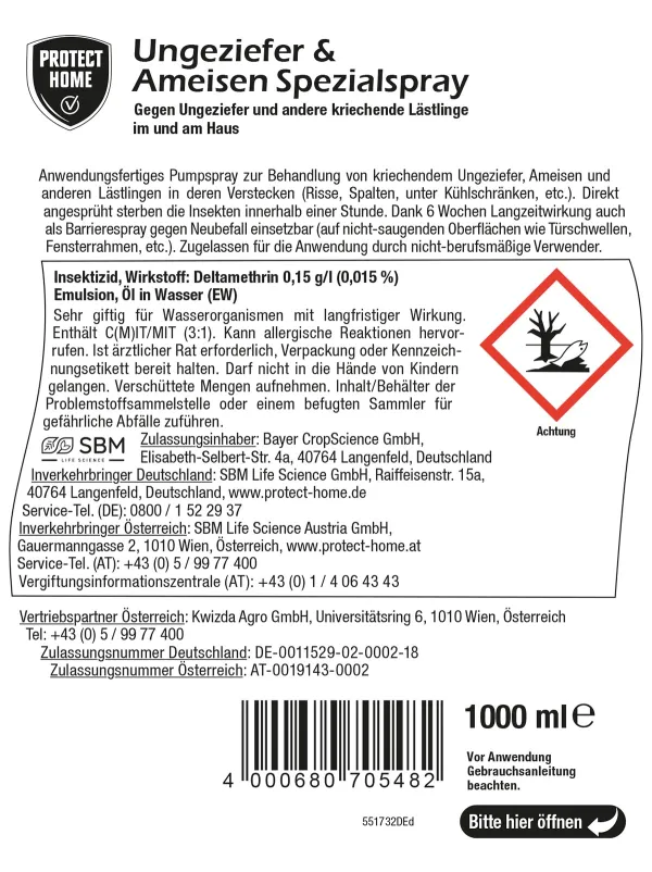 PROTECT HOME FormineX Ungeziefer & Ameisen Spezialspray anwendungsfertig - 1 Liter x 3