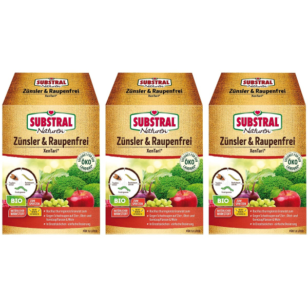 SUBSTRAL® Naturen® BIO Zünsler & Raupenfrei XenTari® - 20 g = 8 x 2,5 g x 3