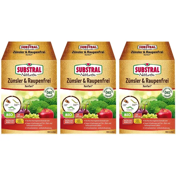 SUBSTRAL® Naturen® BIO Zünsler & Raupenfrei XenTari® - 20 g = 8 x 2,5 g x 3