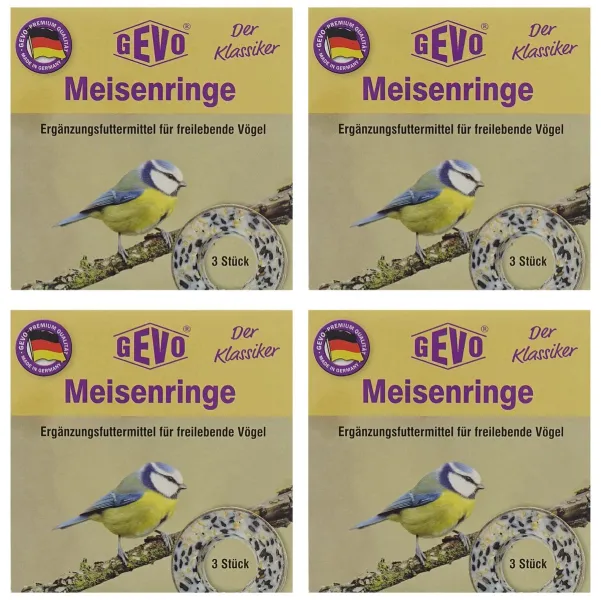 GEVO® Meisenringe Ergänzungsfutter für Wildvogel - 3 Meisenringe x 4