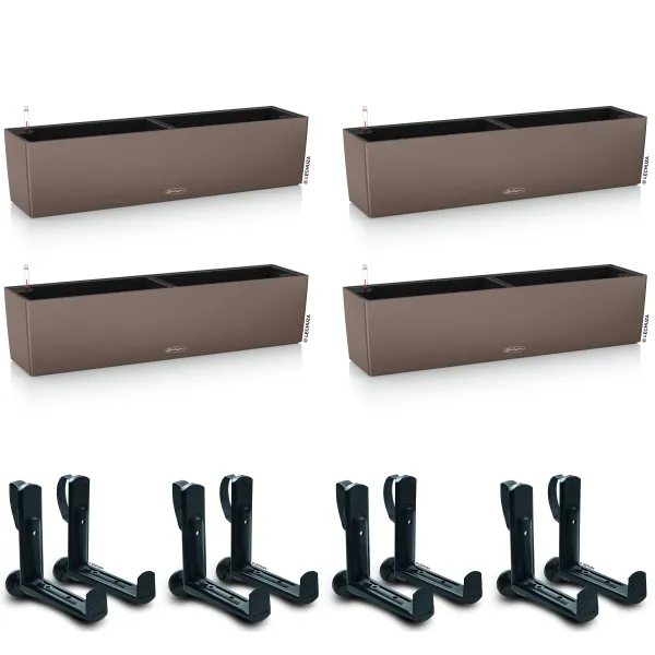 LECHUZA® Blumenkasten BALCONERA Color 80 Muskat All-in-One x 4 + 8 Halter LECHUZA® Blumenkasten BALCONERA Color 80 Muskat All-in-One x 4 + 8 Halter