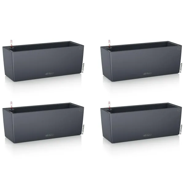 LECHUZA® Blumenkasten BALCONERA Color 50 Schiefergrau All-in-One x 4