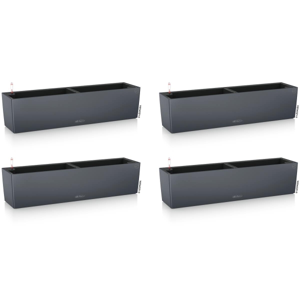 LECHUZA® Blumenkasten BALCONERA Color 80 Schiefergrau All-in-One x 4