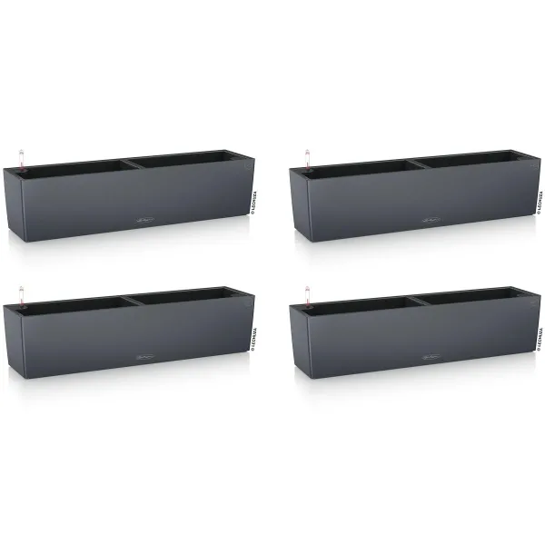 LECHUZA® Blumenkasten BALCONERA Color 80 Schiefergrau All-in-One x 4