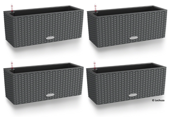 LECHUZA® Blumenkasten BALCONERA Cottage 50 Granit All-in-One x 4