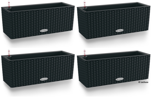 LECHUZA® Blumenkasten BALCONERA Cottage 50 Graphitschwarz All-in-One x 4