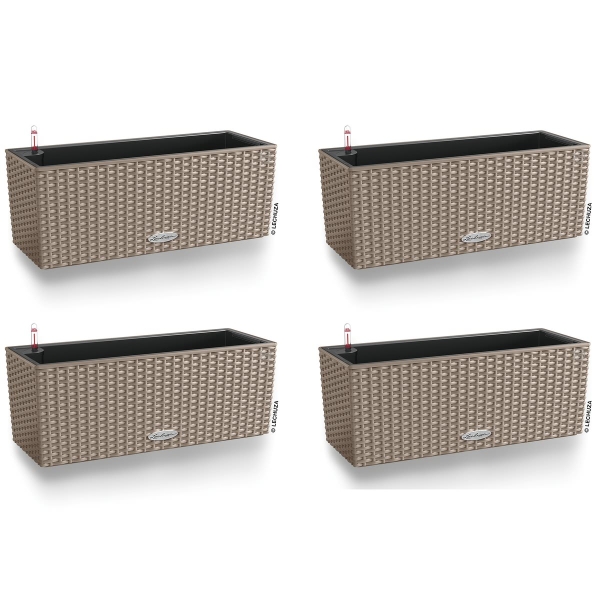 LECHUZA® Blumenkasten BALCONERA Cottage 50 Sandbraun All-in-One x 4