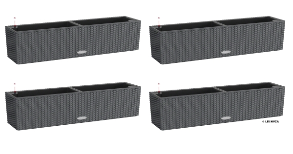 LECHUZA® Blumenkasten BALCONERA Cottage 80 Granit All-in-One x 4