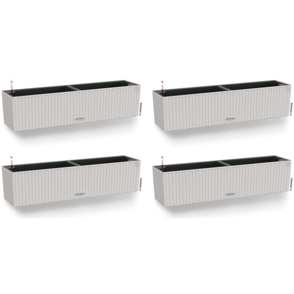LECHUZA® Blumenkasten BALCONERA Cottage 80 Lichtgrau All-in-One x 4