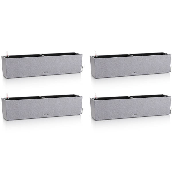 LECHUZA® Blumenkasten BALCONERA Stone 80 Steingrau All-in-One x 4