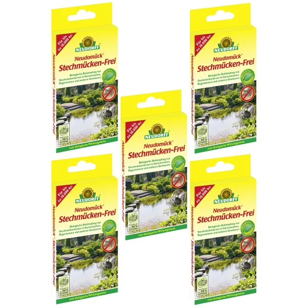NEUDORFF® Neudomück® Stechmücken-Frei für bis zu 10.000 Liter Wasser - 10 Tabletten x 5