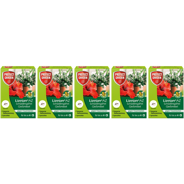 PROTECT GARDEN Lizetan® AZ Schädlingsfrei Gießmittel für 6 Liter - 30 ml x 5