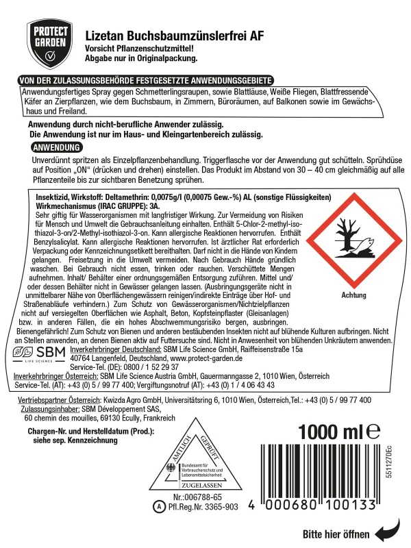 PROTECT GARDEN Lizetan® Buchsbaumzünslerfrei AF anwendungsfertig - 1 Liter x 5