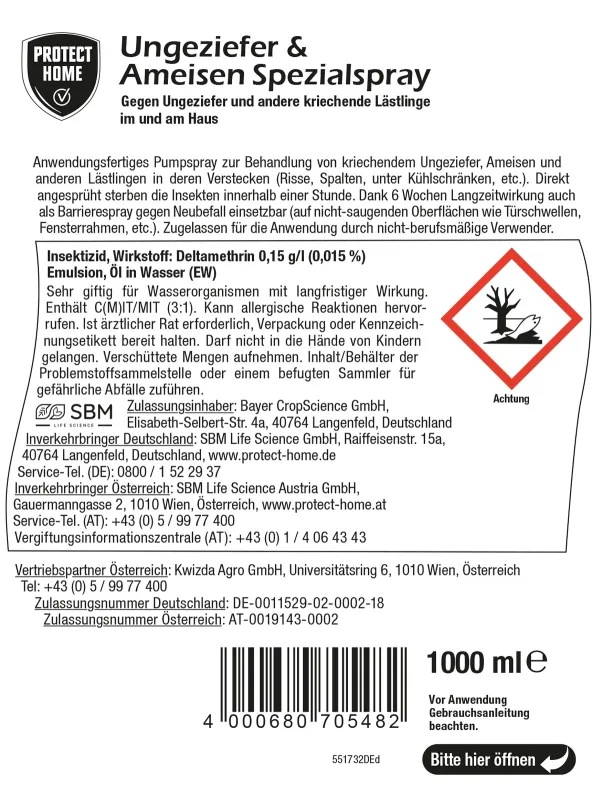 PROTECT HOME FormineX Ungeziefer & Ameisen Spezialspray anwendungsfertig - 1 Liter x 5