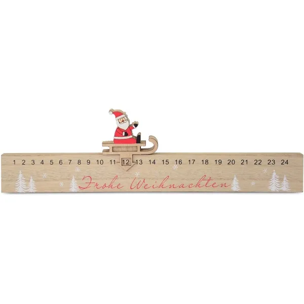 Adventskalender Santa mit Schlittenschieber Natur & Rot aus Holz Adventskalender Santa mit Schlittenschieber Natur & Rot aus Holz