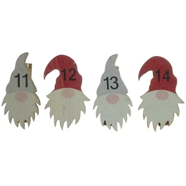 Adventskalenderklammern Santa 1 bis 24 nummeriert 3 x 4,8 cm - Holz