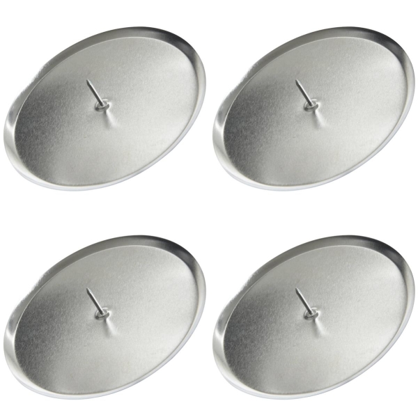 Adventskranzkerzenhalter Silberfarben Ø 8 cm aus Metall - 4er Set