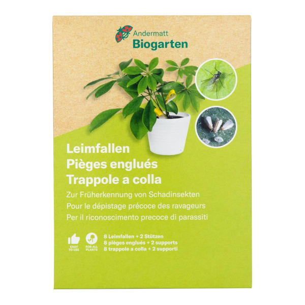 Andermatt Biogarten Leimfallen gelb  - 8 Fallen & 2 Stützen