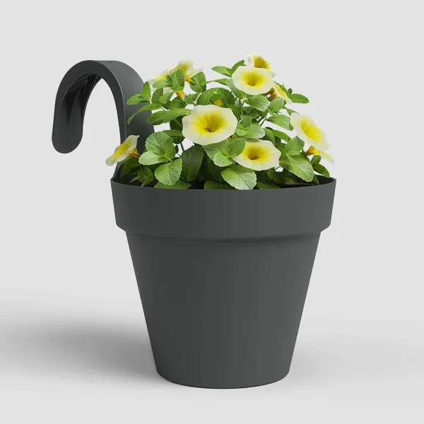 artevasi© CAPRI SINGLE Balkontopf Anthrazit 20 cm zum Einhängen - Kunststoff