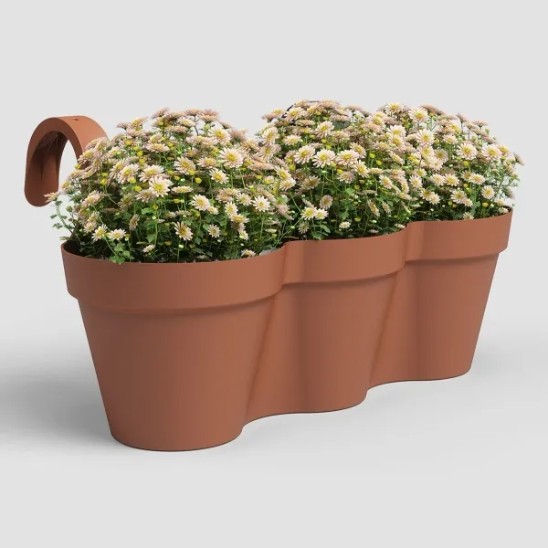 artevasi© CAPRI TRIPLE Balkonkasten Terracotta 54 cm zum Einhängen - Kunststoff