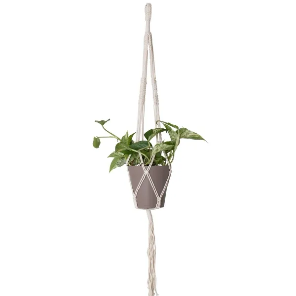 artevasi© MAKRAMEE Blumenampel 1-fach Halter Single Weiß 100 cm