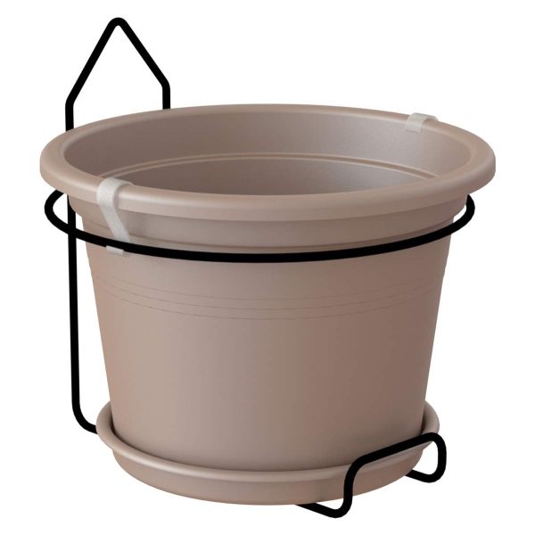artevasi© VENEZIA Topf Taupe Ø 20 cm mit Wandhalter - Kunststoff