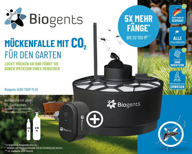 Biogents AERO TRAP PLUS Mückenfalle - effektiver Schutz vor Mücken im Garten
