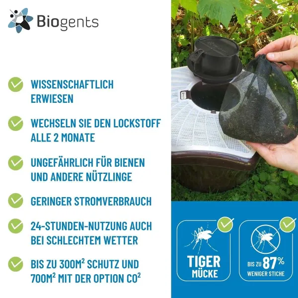 Biogents Mückenfalle Mosquitaire für den Garten reduziert Mückenstiche durch Imitation eines Menschen