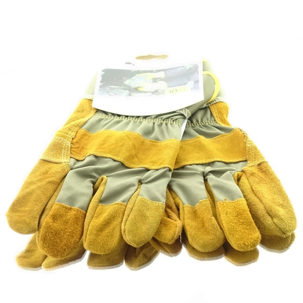 BLACKFOX® Garten - Handschuhe Fleece Ockergelb Größe 10/XL - Leder & Stoff