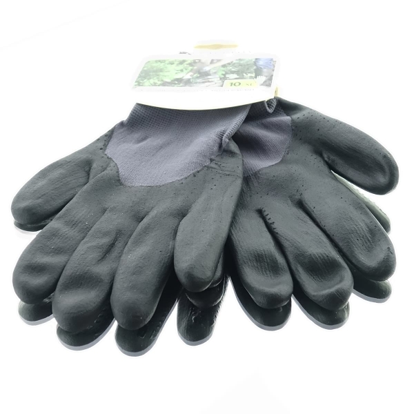 BLACKFOX® Garten - Handschuhe Gute Fingerfertigkeit & Rutschfest Grau & Schwarz Größe 10/XL