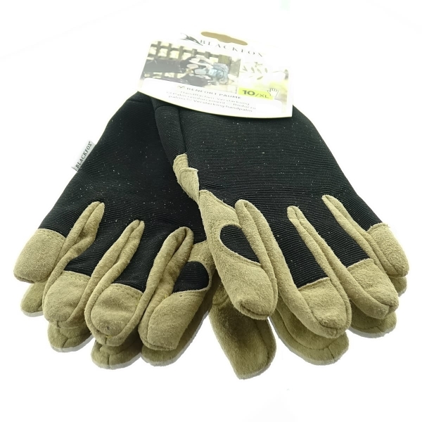 BLACKFOX® Garten - Handschuhe Handflächen-Verstärkung Schwarz & Braun Größe 10/XL