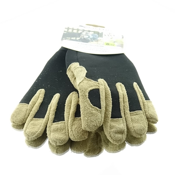 BLACKFOX® Garten - Handschuhe Handflächen-Verstärkung Schwarz & Braun Größe 8/M